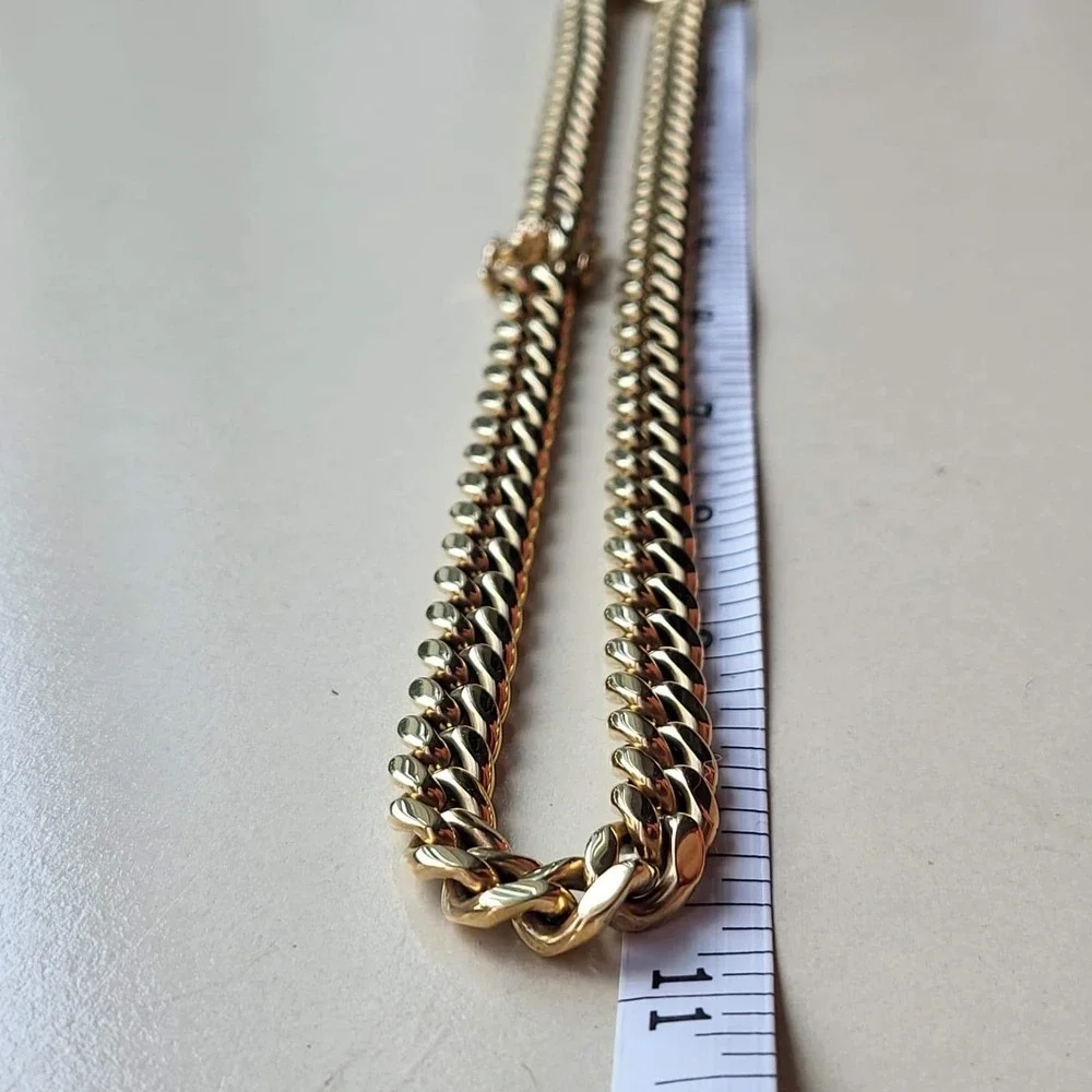 14K Gold Plated Stainless Steel Cuban Link Necklace 10mm Gold Chain